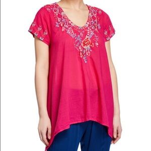 Johnny Was Hinga Embroidered Voile Tunic Small